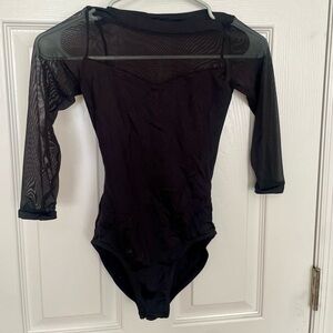Sodanca Child Large Black Mesh Long Sleeve Leotard